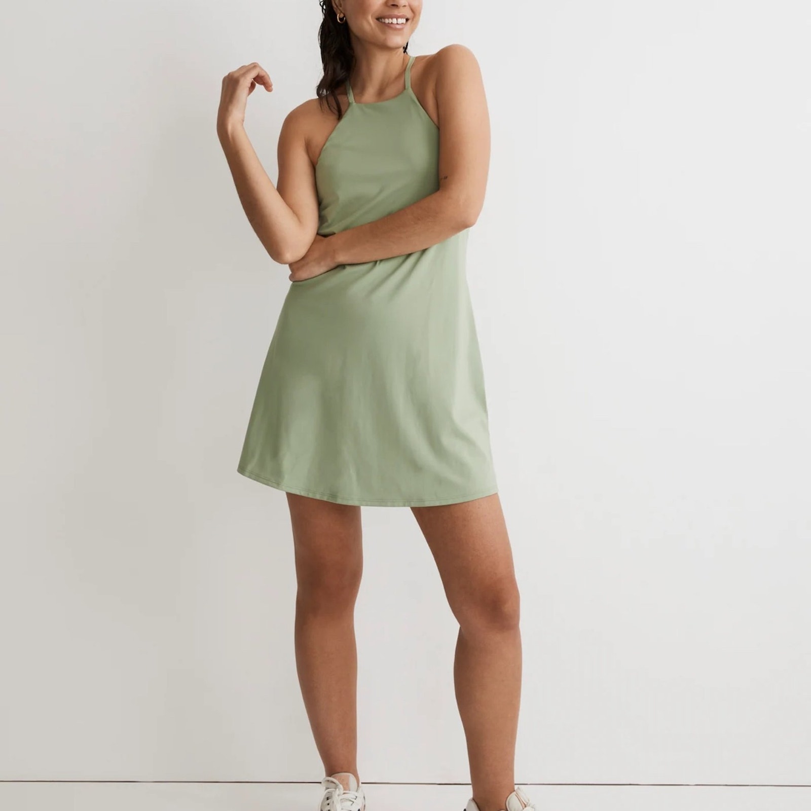 Madewell Flex 2.0 Fitness Dress Stretch Pocket Shorts Green